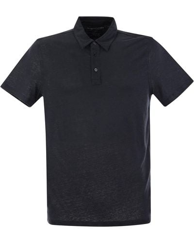 Majestic Linen Short Sleeved Polo Shirt - Black
