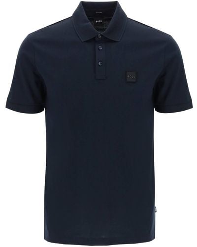 BOSS Cotton Trikot -Polo -Hemd - Blau