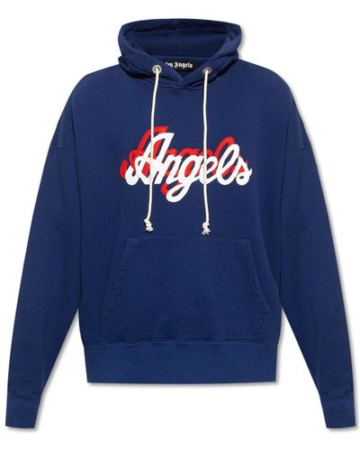 Palm Angels Mit Kapuze -Baumwoll -Logo Sweatshirt mit Kapuze - Blau