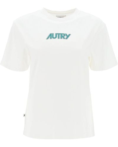 Autry T -shirt Met Gedrukt Logo - Wit