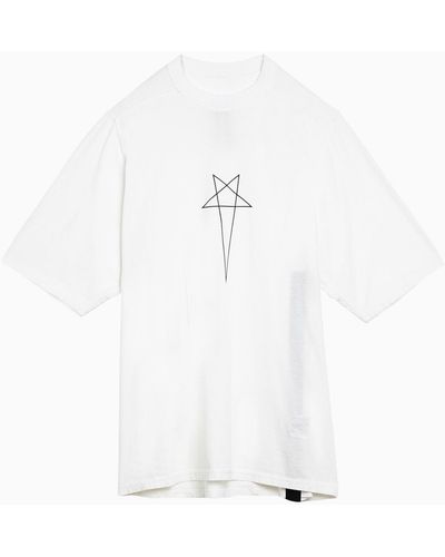Rick Owens Milk Over Cotton T Shirt With Print - White