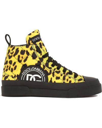 Dolce & Gabbana Leopard Quilted Sneakers - Yellow