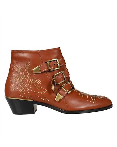 Chloé Leather Susanna Boots - Brown