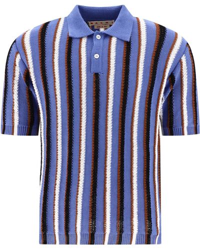 Marni Light Multicolor Cotton Polo Shirt - Blue