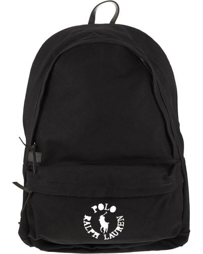 Polo Ralph Lauren Canvas Backpack Met Geborduurd Logo - Zwart