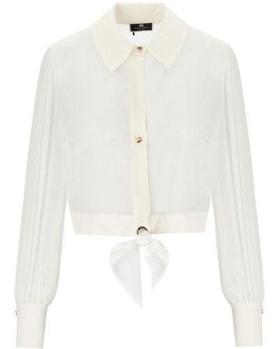 Elisabetta Franchi Elfenbein Hemd mit Knoten - Weiß