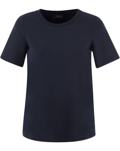 Max Mara Fianco Scuba Jersey T -shirt Met Logo - Blauw