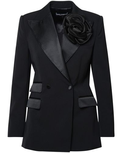 Dolce & Gabbana Blazer In Black Virgin Wool Blend - Zwart