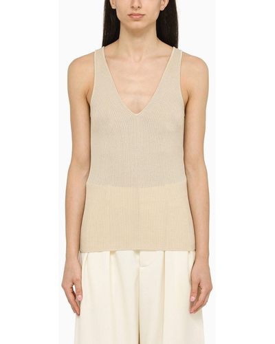 By Malene Birger Rory Beige Ribbed Top - Natural