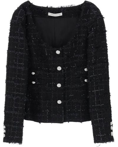 Alessandra Rich Tweed Jacket Met Pailletten Empell - Zwart