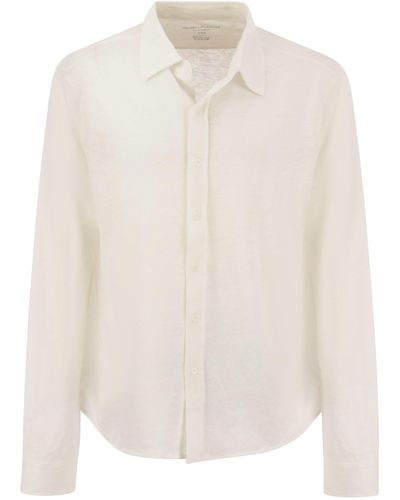 Majestic Camisa de manga larga de lino majestuoso - Blanco