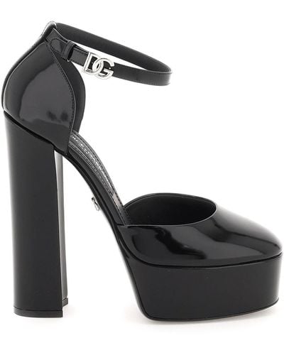 Dolce & Gabbana Zapatos de salón con plataforma en piel pulida de - Negro