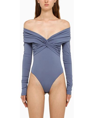 ANDAMANE Kendall Long Sleeved Bodysuit Denim Blue