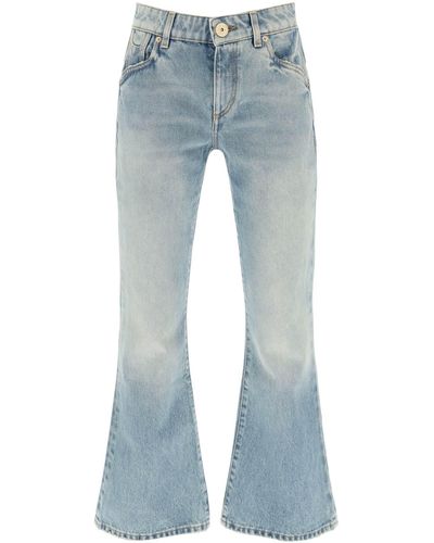 Balmain Western Style Crop Bootcut Jeans - Blau