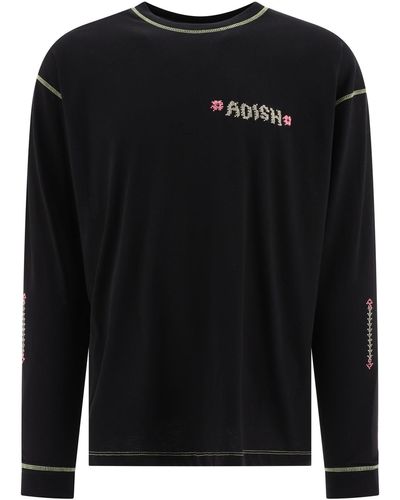 Adish T-shirt con logo Tatreez cucita a contrasto - Nero