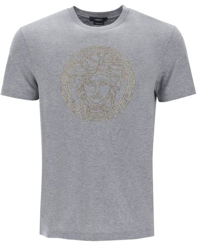Versace Strassstones Medusa T -shirt - Grijs