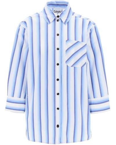 Ganni "Camisa de rayas a rayas de gran tamaño - Azul