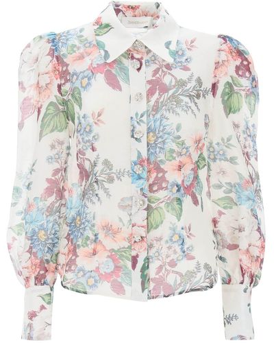 Zimmermann Shimmermann Matchmaker Shirt in Floral Organza - Blanc