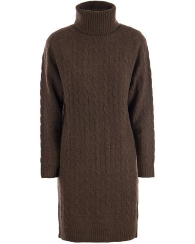 Polo Ralph Lauren Wool En Cashmere Turtleneck -jurk - Bruin