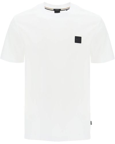 BOSS Normaler Fit T -Shirt mit Patch -Design - Weiß