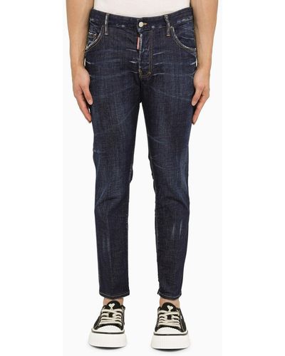 DSquared² Navy schlanke Jeans mit Verschleiß - Blau