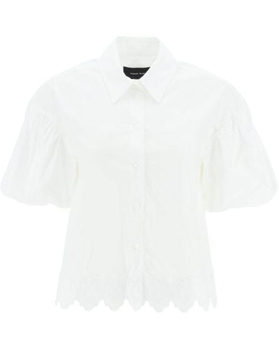 Simone Rocha Broidered Cropped Shirt - Blanc