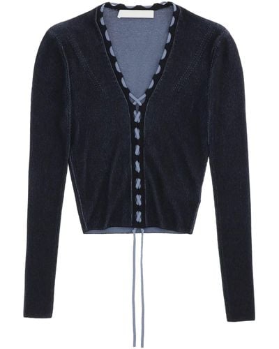Dion Lee Two Tone Lace Up Cardigan - Blauw