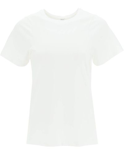 Totême Monogramm gestickt gekrümmt T -Shirt - Weiß