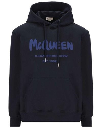Alexander McQueen Logo Hoodie Sweatshirt - Blauw