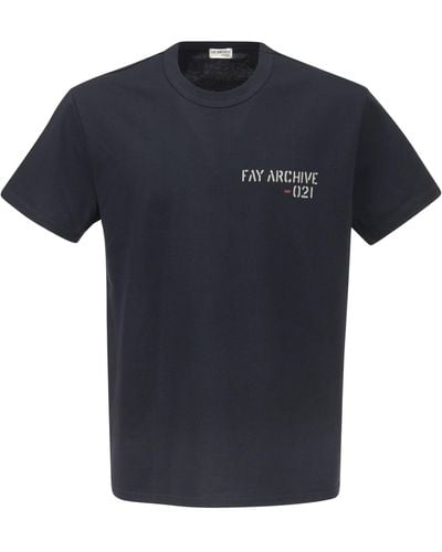 Fay Archive T -shirt - Blauw