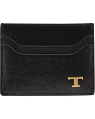 Tod's Leather Card Holder With Logo - Black