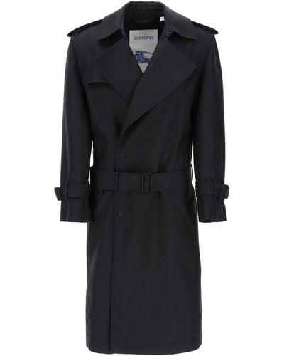 Burberry Double Breasted Silk Twill Trench Coat - Zwart