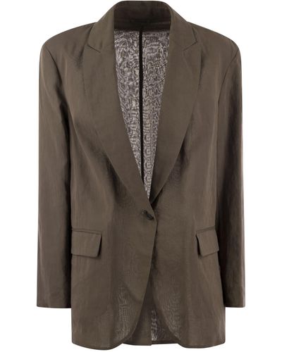 Brunello Cucinelli Baumwollorganza -Jacke mit Schmuck - Braun