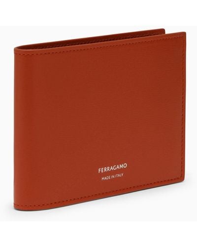 Ferragamo Terracotta Coloured Leather Wallet With Logo