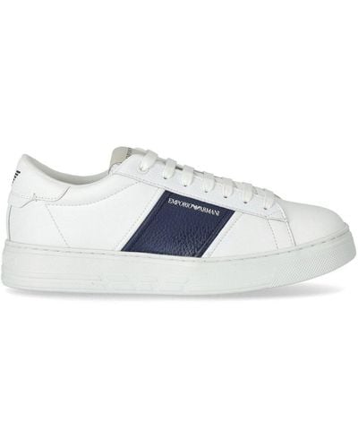 Emporio Armani White und Blue Sneaker - Blau