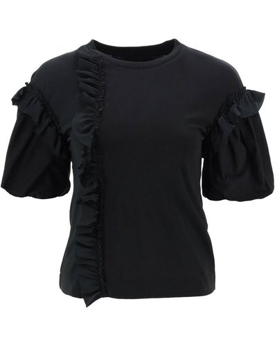 Simone Rocha Jersey et Organdie T-shirt - Noir