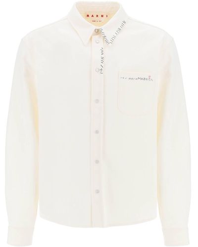 Marni Cotton Drill Overshirt in acht - Weiß