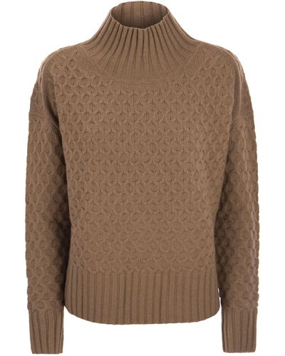 Max Mara Studio Valdese Wool y Cashmere Turtleneck Sweater - Marrón