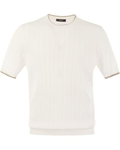Peserico T-shirt en fil crépe en coton pur - Blanc