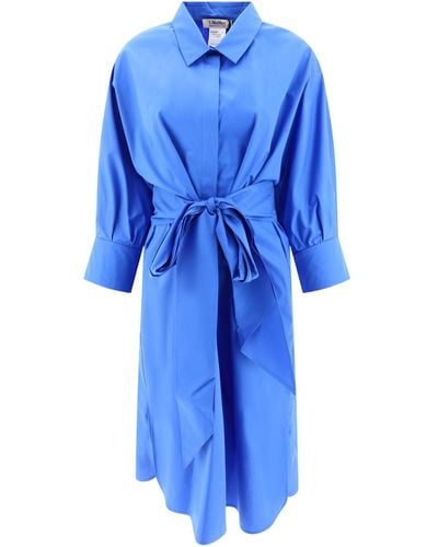 Max Mara "tabata" Poplin Shirt Dress - Blauw