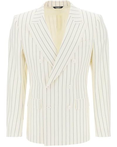 Dolce & Gabbana Double Breasted Pinstripe - Wit