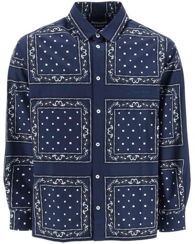 Jacquemus 'la Chemise Baou' Paisley Bedrukt Shirt - Blauw