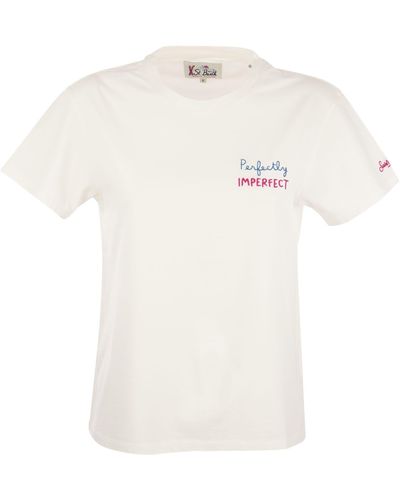 Mc2 Saint Barth T -shirt Met Perfect Imperfect Borduurwerk Op De Borst - Wit