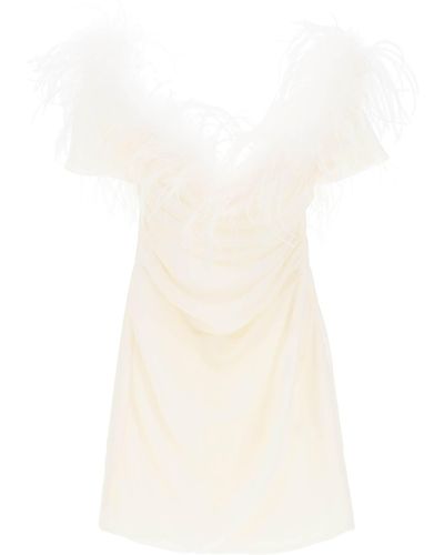 GIUSEPPE DI MORABITO Mini -Kleid in Poly Georgette mit Federn - Weiß