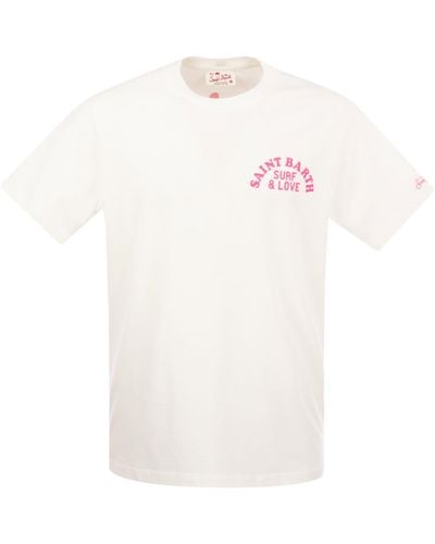 Mc2 Saint Barth Cotton T -shirt Met Surfer Girl -print - Wit