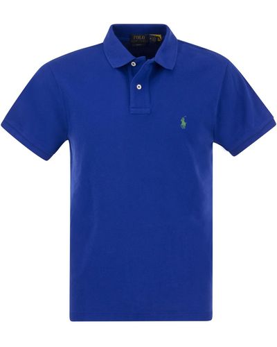 Polo Ralph Lauren Slim Fit Pique Polo Shirt - Blauw