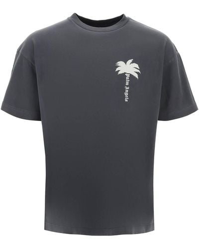 Palm Angels Camiseta de cuello redondo de árbol de - Negro
