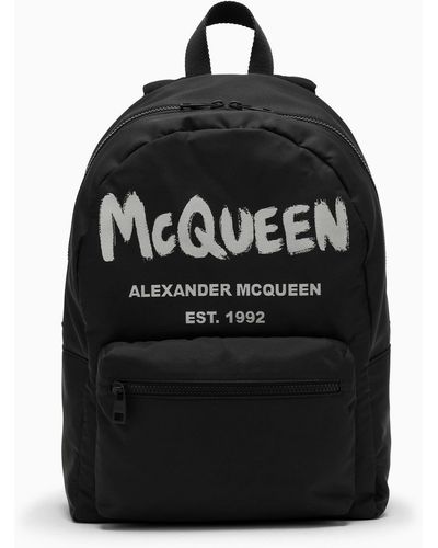 Alexander McQueen Alexander Mc Queen Black Cotton Logoed Rucksack - Zwart