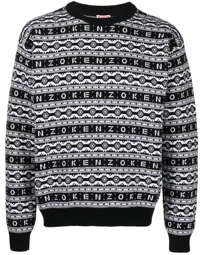KENZO Suéter de lana a rayas - Negro
