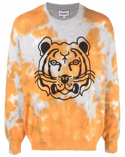 KENZO Suéter de tigre de Tie Dye - Naranja